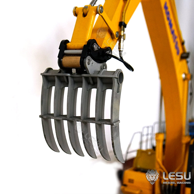 LESU 1/14 simulation hydraulic excavator PC360, wheel excavator, small short tail modified quick-detach metal rake bucket accessories