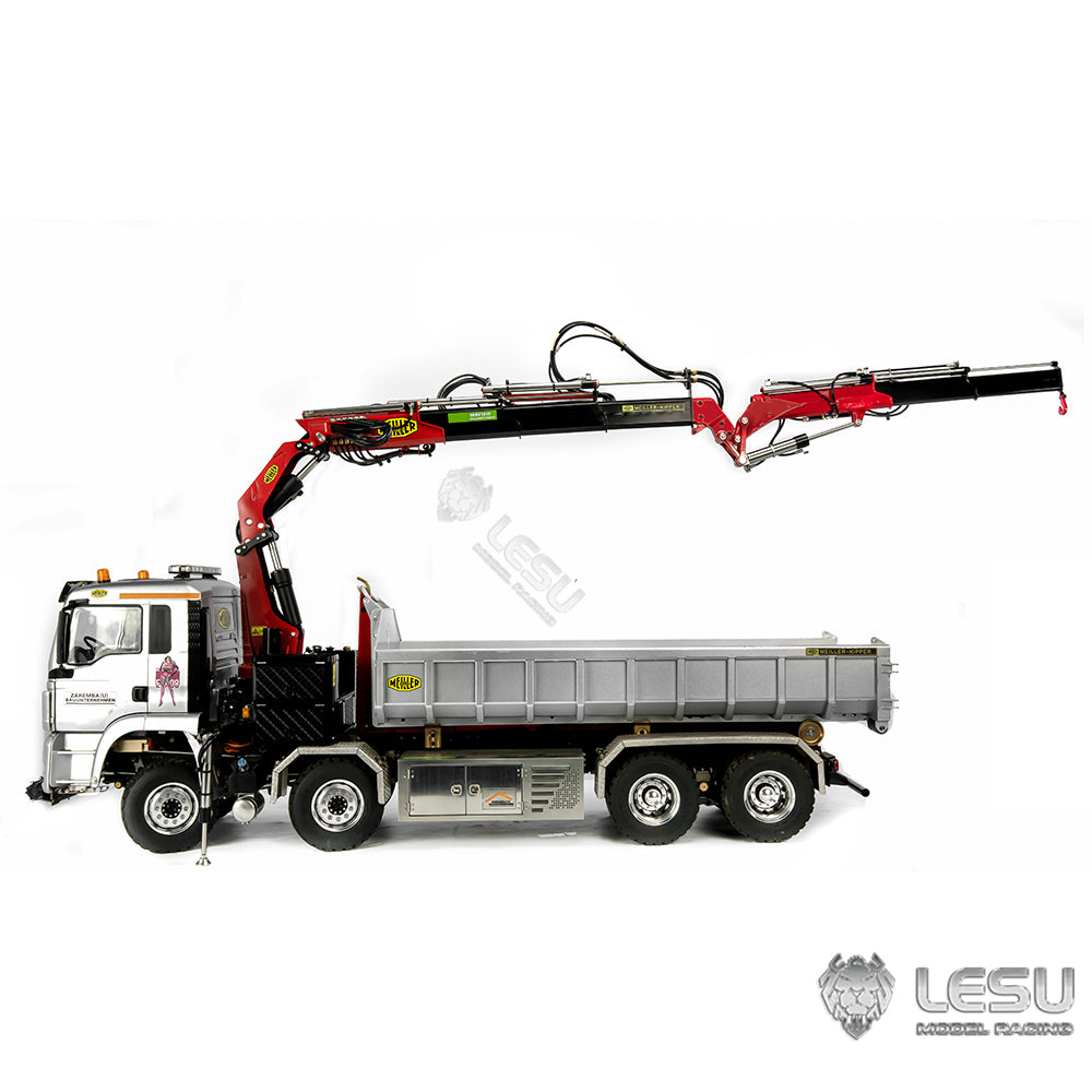 LESU 1/14 Tamiya tractor truck remote control model with crane upgrade parts and auxiliary crane full metal flying arm