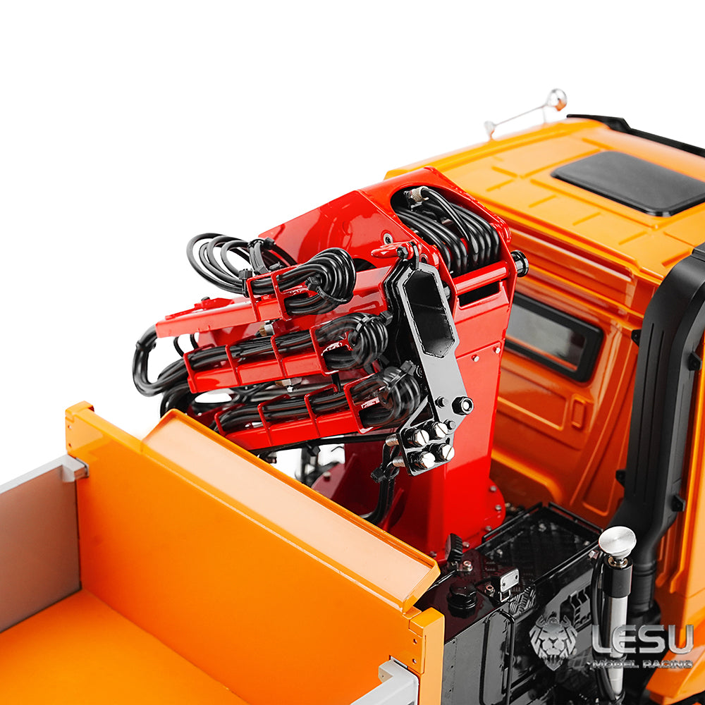 LESU 1/14 Truck Remote Control Model Metal Hydraulic Three-Way Bucket Truck Crane Dump Truck Spray Paint 3348 3363
