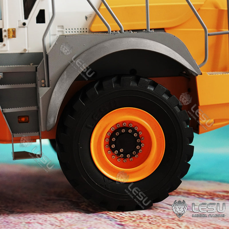 LESU 1/16 Metal Shell Upgraded Hydraulic Loader L574 Wheel Engineering Forklift Rear Wheel Eyebrow Model