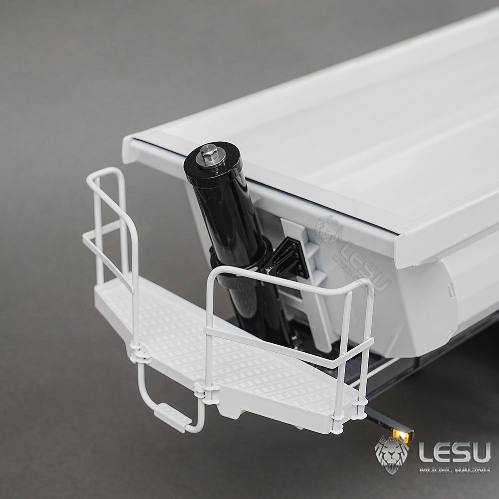 LESU 1/14 Simulation Tamiya Truck Model Hydraulic Lifting Three-Axis U-Bucket Metal Bucket Semi-Trailer Dump Truck