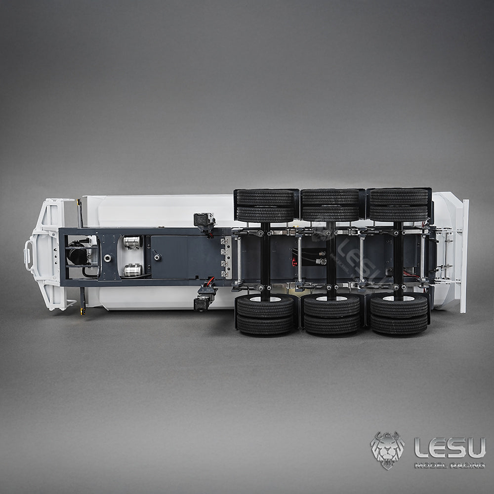 LESU 1/14 Simulation Tamiya Truck Model Hydraulic Lifting Three-Axis U-Bucket Metal Bucket Semi-Trailer Dump Truck
