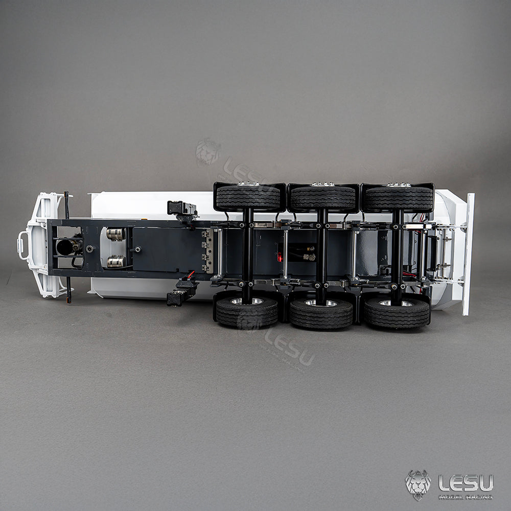 LESU 1/14 Simulation Tamiya Truck Model Hydraulic Lifting Three-Axis U-Bucket Metal Bucket Semi-Trailer Dump Truck