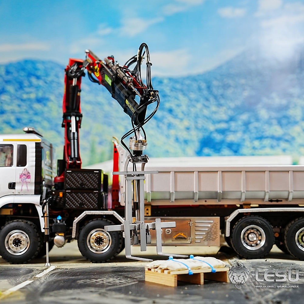 LESU 1/14 Truck Remote Control Model Metal Toy Hydraulic Truck Crane Folding Fork LS-A0048