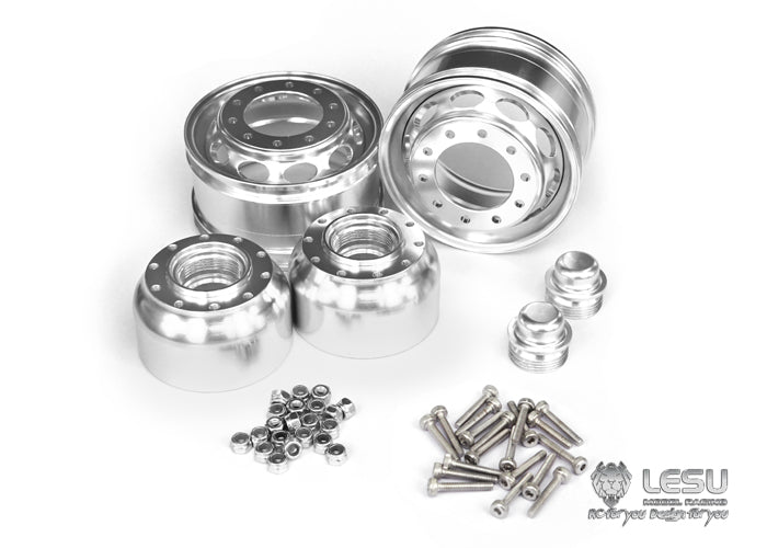 Tamiya 1/14 tractor aluminum alloy front wheel hub W-2016 wide tire 10 holes mud dump truck model LESU