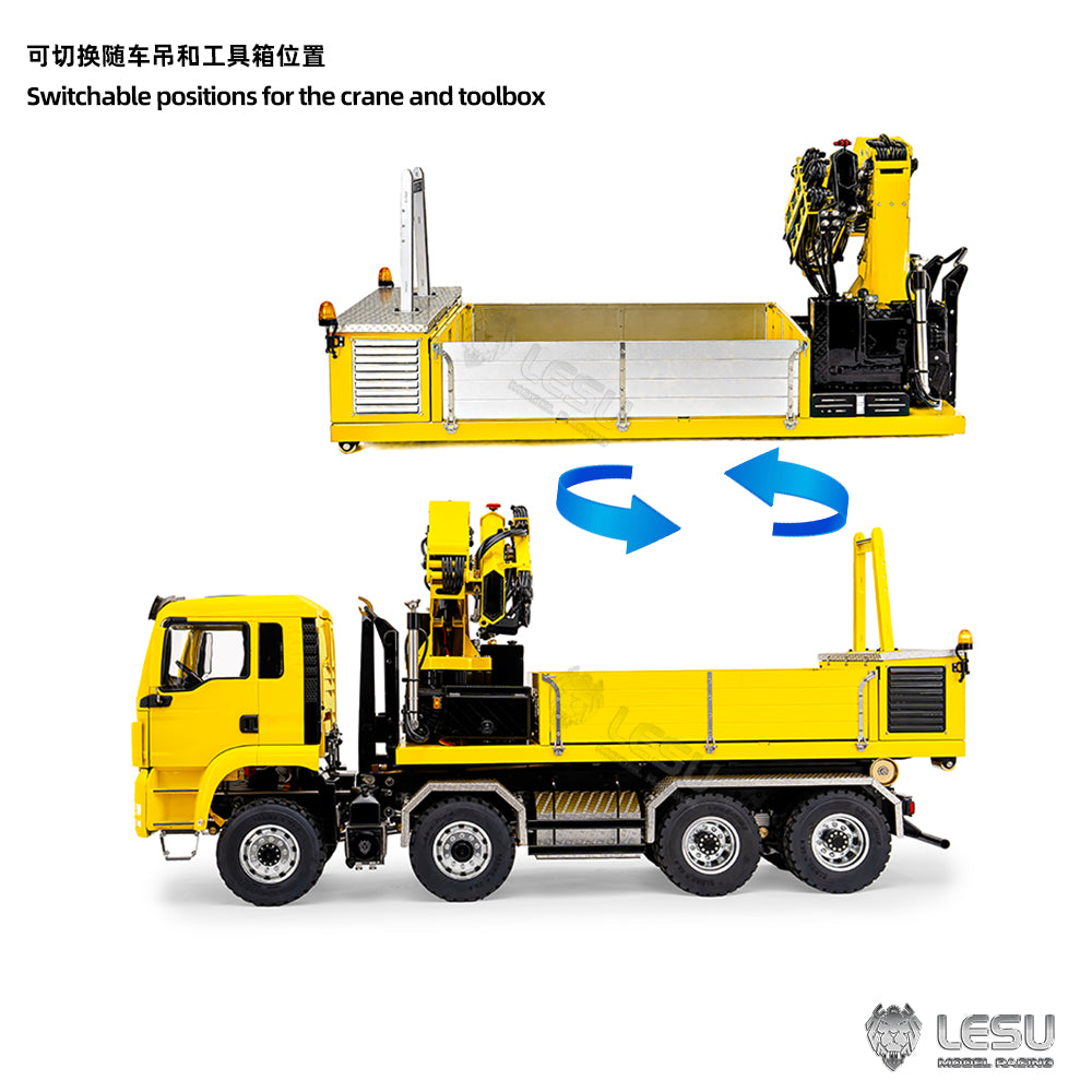 LESU 1/14 Truck MAN TGS 8*8 Ballast Bucket Truck Crane Fully Unloaded Roll-off Truck LS-Z0109