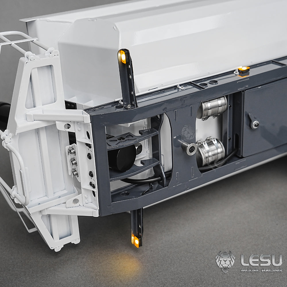 LESU 1/14 Simulation Tamiya Truck Model Hydraulic Lifting Three-Axis U-Bucket Metal Bucket Semi-Trailer Dump Truck