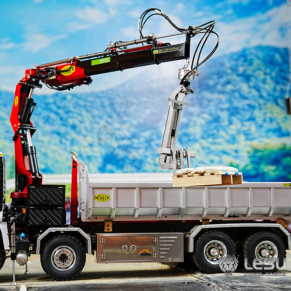 LESU 1/14 Truck Remote Control Model Metal Toy Hydraulic Truck Crane Folding Fork LS-A0048