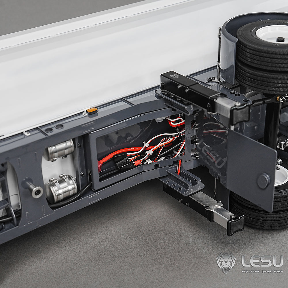LESU 1/14 Simulation Tamiya Truck Model Hydraulic Lifting Three-Axis U-Bucket Metal Bucket Semi-Trailer Dump Truck