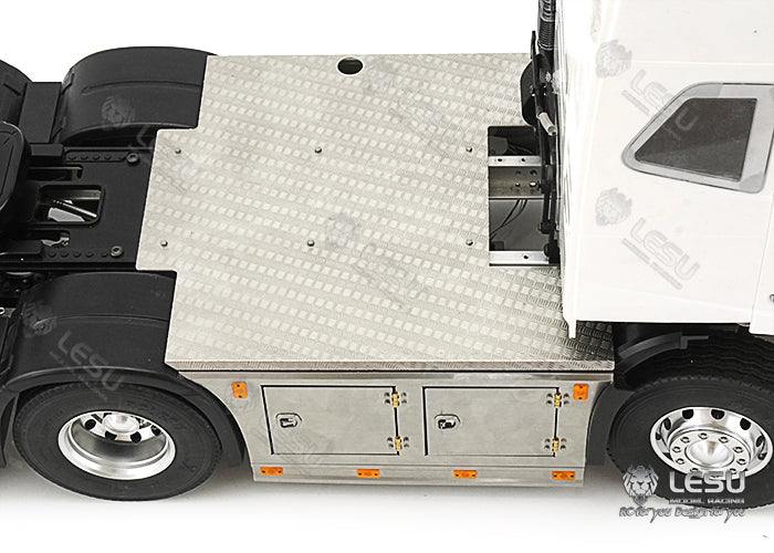 LESU G-6245 Metal Stainless Steel Pedal Side Skirts Tool Box with Lighting Set for Tamiya 1/14 RC Tri-axle Tractor Truck