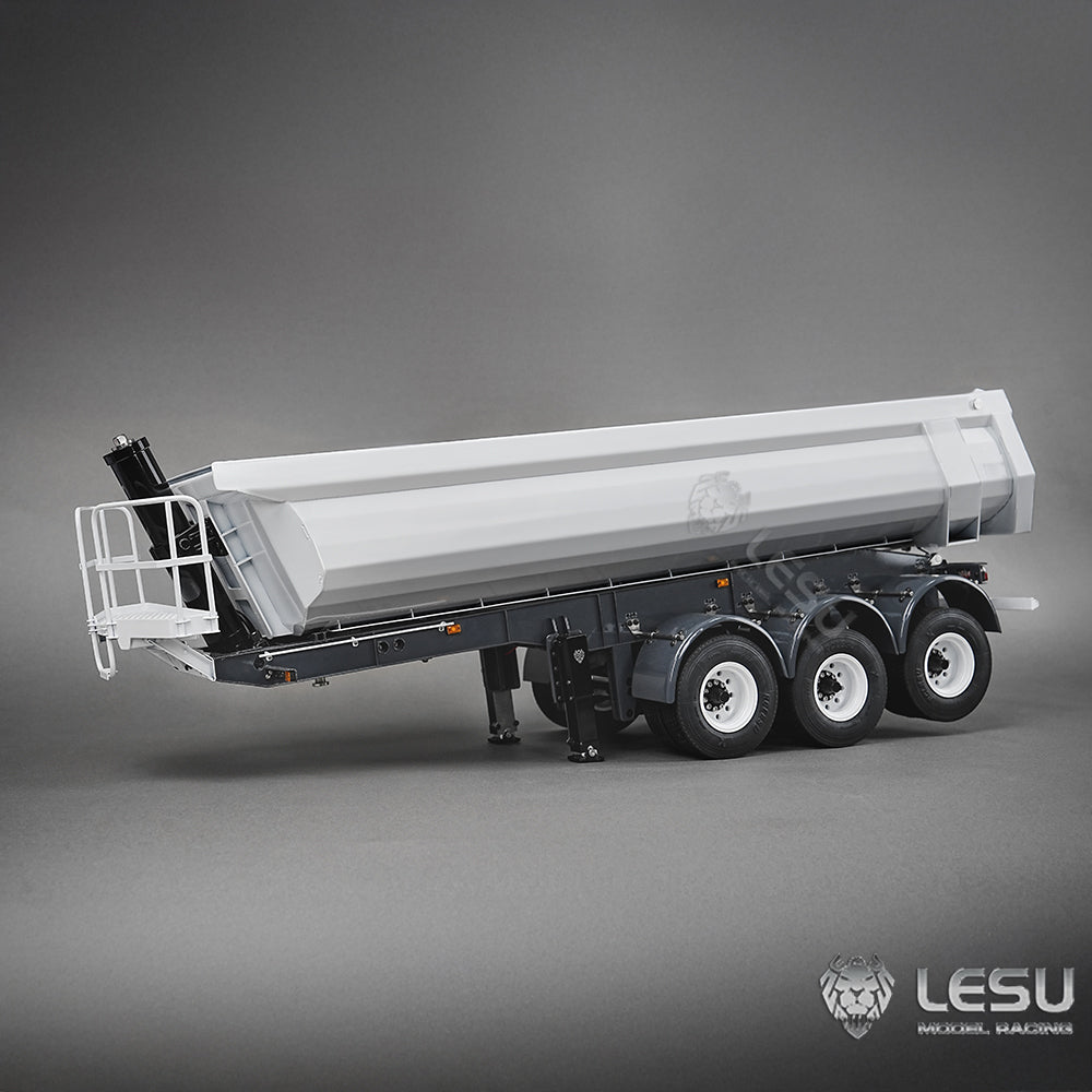 LESU 1/14 Simulation Tamiya Truck Model Hydraulic Lifting Three-Axis U-Bucket Metal Bucket Semi-Trailer Dump Truck