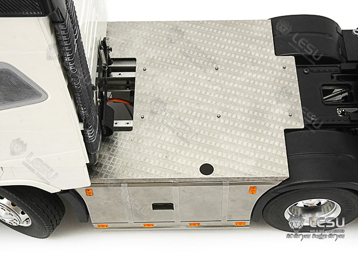 LESU G-6245 Metal Stainless Steel Pedal Side Skirts Tool Box with Lighting Set for Tamiya 1/14 RC Tri-axle Tractor Truck