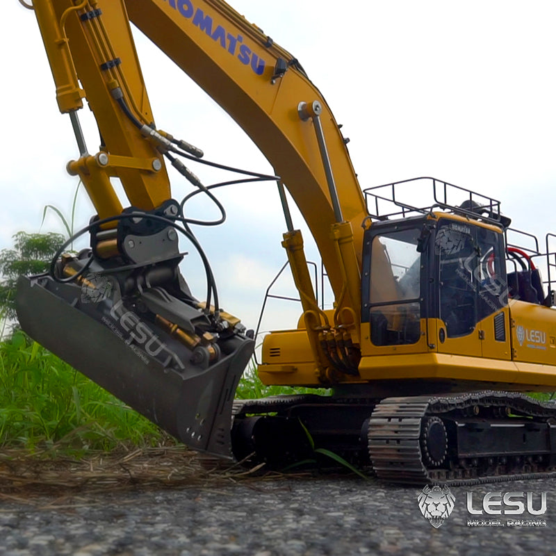 LESU 1/14 simulation hydraulic excavator PC360, wheel excavator, small short tail modified quick-detach metal hydraulic tilt bucket attachment