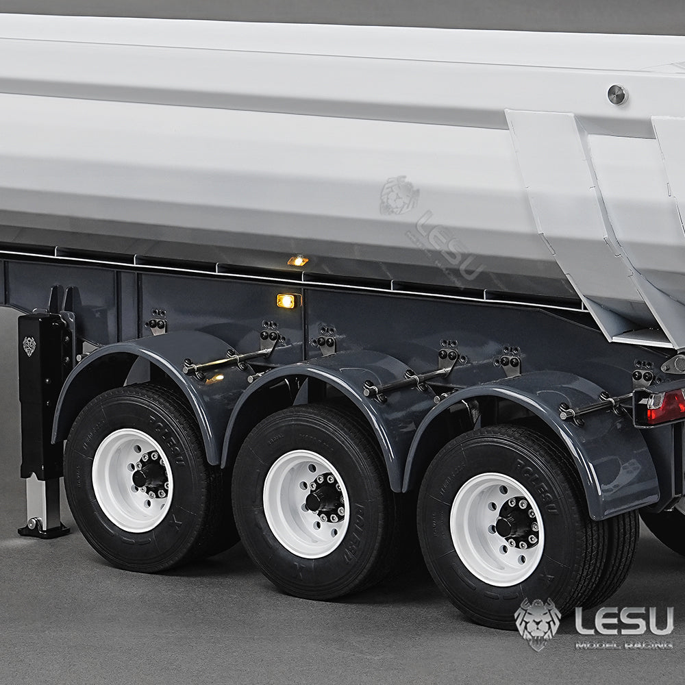 LESU 1/14 Simulation Tamiya Truck Model Hydraulic Lifting Three-Axis U-Bucket Metal Bucket Semi-Trailer Dump Truck