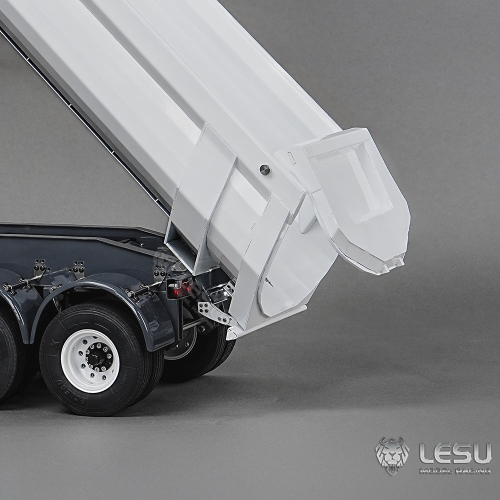 LESU 1/14 Simulation Tamiya Truck Model Hydraulic Lifting Three-Axis U-Bucket Metal Bucket Semi-Trailer Dump Truck