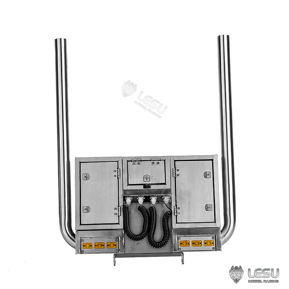 LESU 1/14 Tamiya tractor truck exhaust pipe double chimney LED lighting wire rack tool box assembly G-6272