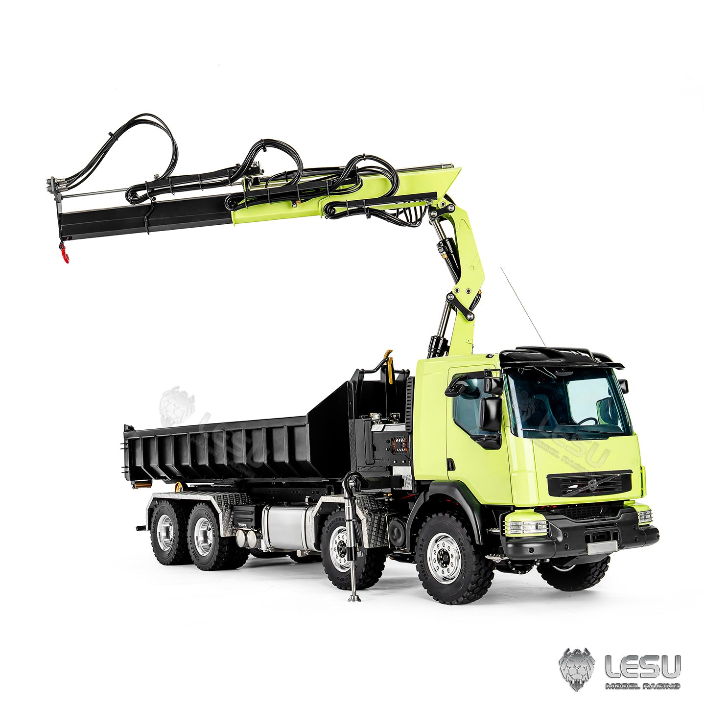 LESU 1/14 Roll-on/Roll-off Truck Crane Full Unloading Volvo Spray Paint RTR Truck Remote Control Model Metal Toy