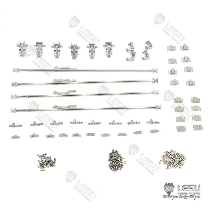 LESU 1/14 Truck Model Long 6X4 Flatbed Truck Modified Stainless Steel Container LS-A0015