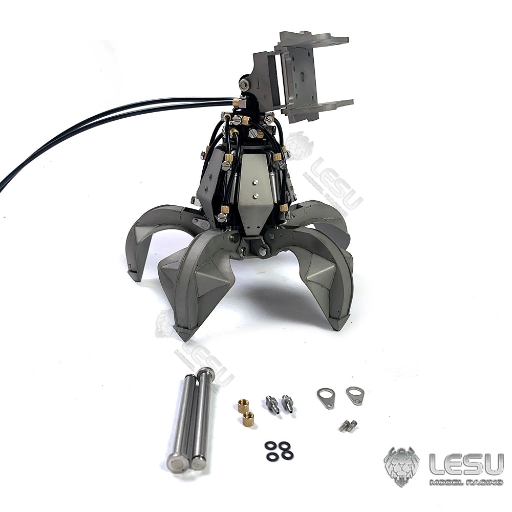 LESU 1/14 Metal Hydraulic Model Excavator Toy Quick Change Hydraulic Grab Bucket Attachment AT-C0039