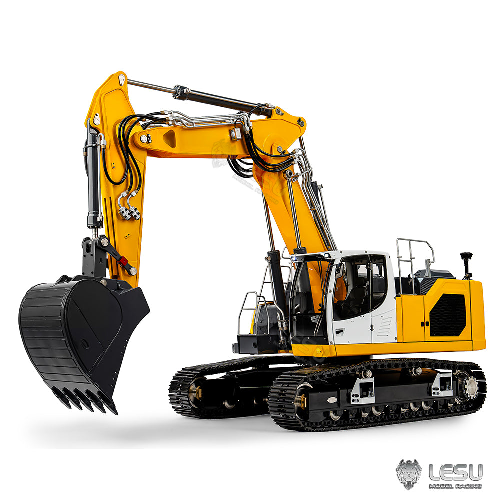 LESU 1/14 Engineering Remote Control Hydraulic Model Toy CNC 7-way Directional Valve Excavator Yellow Aoue-945 Three-section Arm