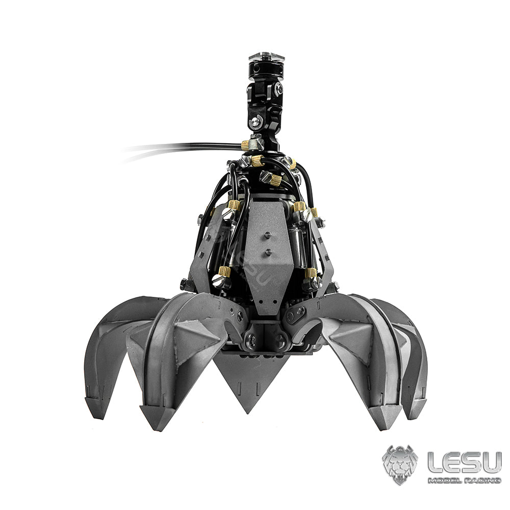 LESU 1/14 construction machinery remote control truck with crane model toy modification and upgrade hydraulic metal grab attachment