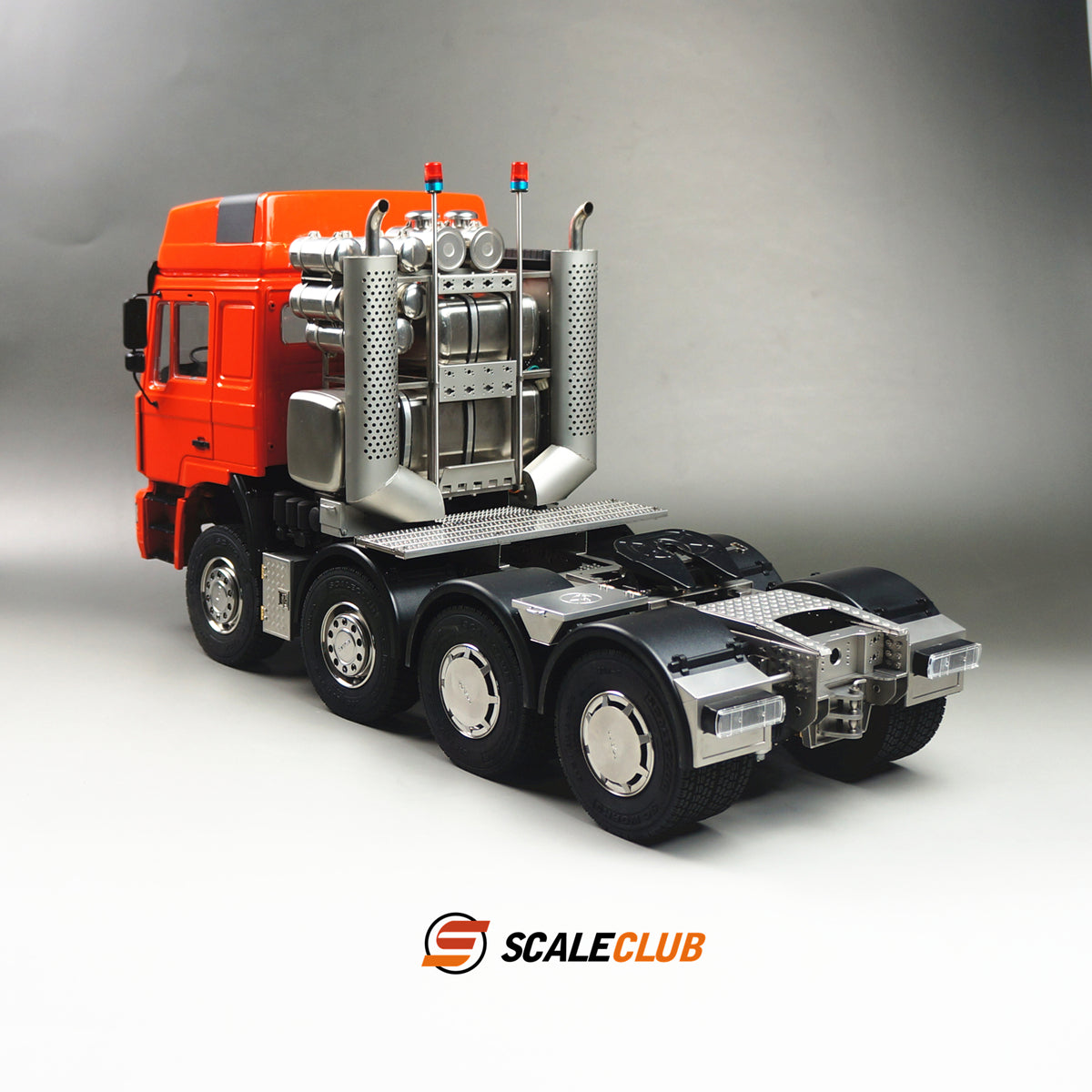 scaleclub 1/14 MAN F2000 8x6 chassis with short axle heavy trailer and chassis equipment rack