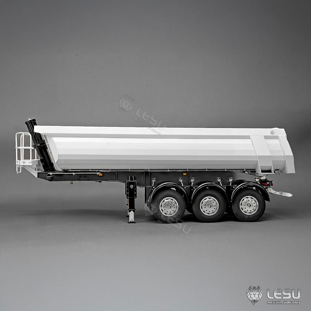 LESU 1/14 Simulation Tamiya Truck Model Hydraulic Lifting Three-Axis U-Bucket Metal Bucket Semi-Trailer Dump Truck