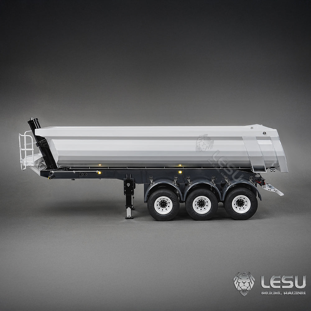LESU 1/14 Simulation Tamiya Truck Model Hydraulic Lifting Three-Axis U-Bucket Metal Bucket Semi-Trailer Dump Truck