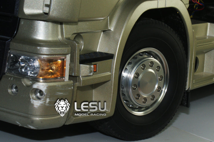 1/14 truck aluminum alloy wheel Tamiya tractor front wheel W-2042 wide tire 20 holes mud head model LESU