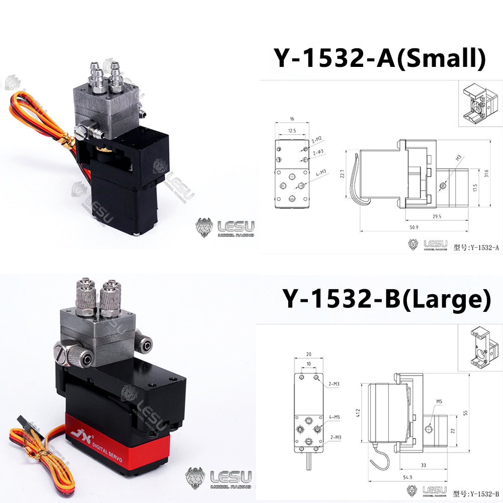 LESU RC engineering machinery model one way diversion reversing valve Y-1532 A B type hydraulic system modification parts