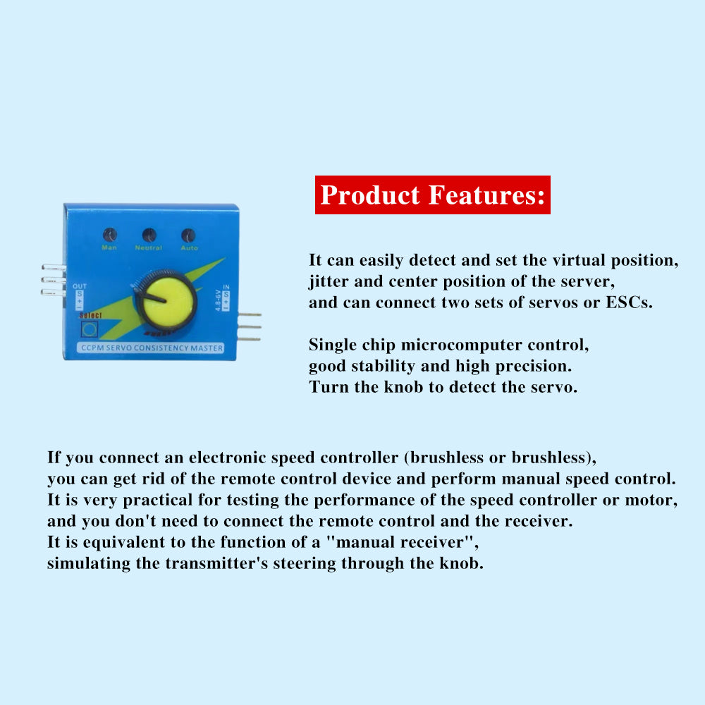 Simple servo tester with three indicator lights