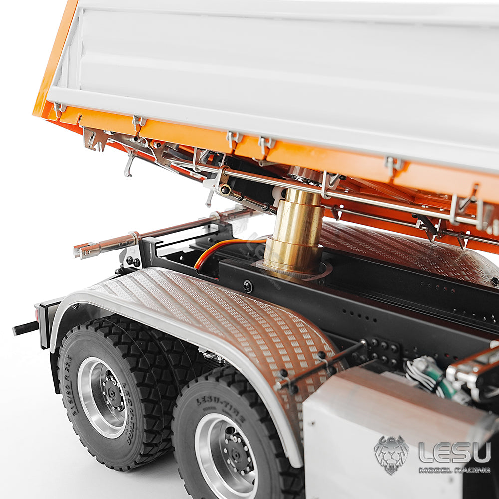 LESU 1/14 Truck Remote Control Model Metal Hydraulic Three-Way Bucket Truck Crane Dump Truck Spray Paint 3348 3363