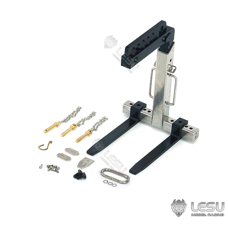 LESU 1/14 simulation remote control model toy truck crane manual balance metal plate fork attachment