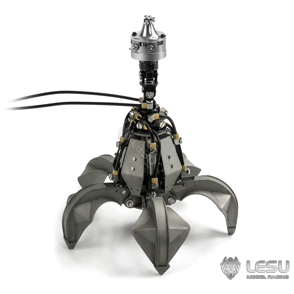 LESU 1/14 Truck Remote Control Model Toy Truck Crane Upgrade Parts Full Metal Hydraulic Rotating Claw Bucket