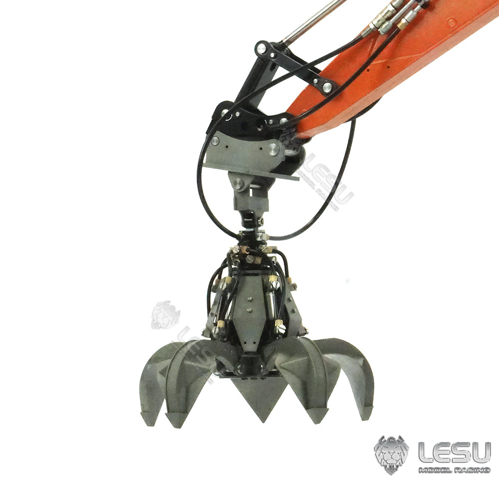 LESU 1/14 Metal Hydraulic Model Excavator Toy Quick Change Hydraulic Grab Bucket Attachment AT-C0039