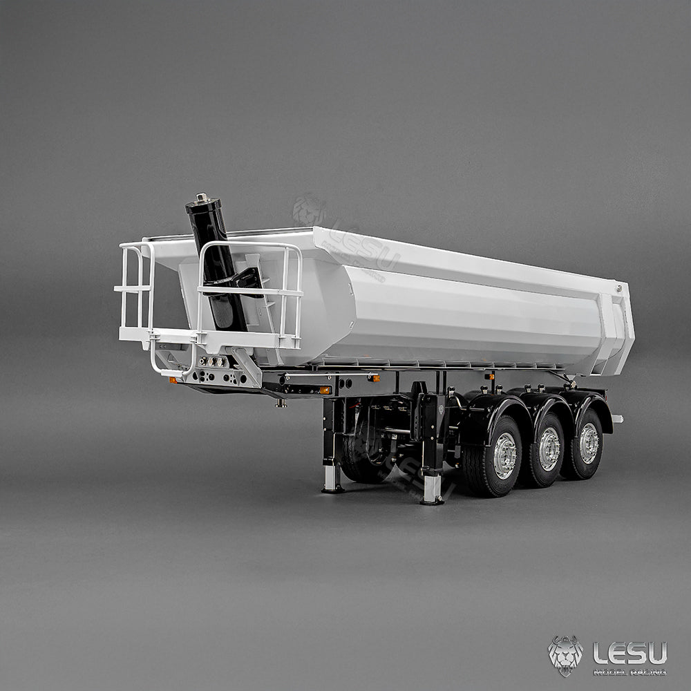 LESU 1/14 Simulation Tamiya Truck Model Hydraulic Lifting Three-Axis U-Bucket Metal Bucket Semi-Trailer Dump Truck