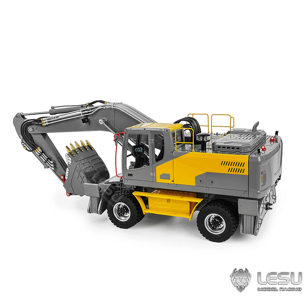 LESU 1/14 Hydraulic Wheel Excavator Model RD-A0006 8-way Directional Valve Yellow Version