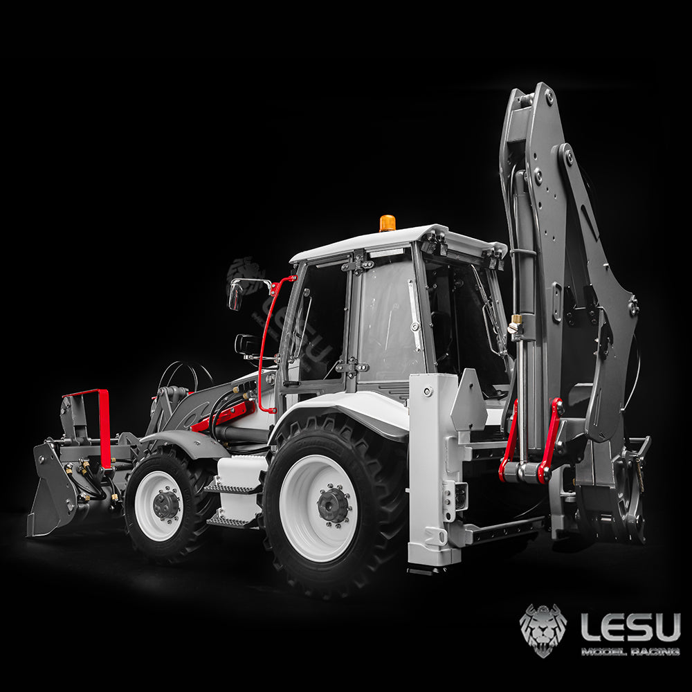 LESU 1/14 Construction Machinery Hydraulic Model Aoue-BL71 White Backhoe Loader RD-A0010