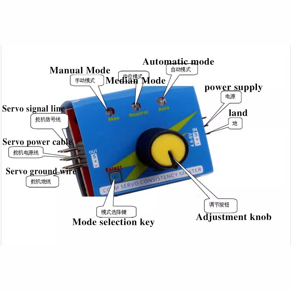 Simple servo tester with three indicator lights