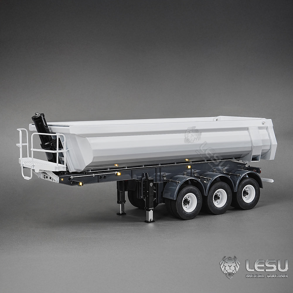 LESU 1/14 Simulation Tamiya Truck Model Hydraulic Lifting Three-Axis U-Bucket Metal Bucket Semi-Trailer Dump Truck