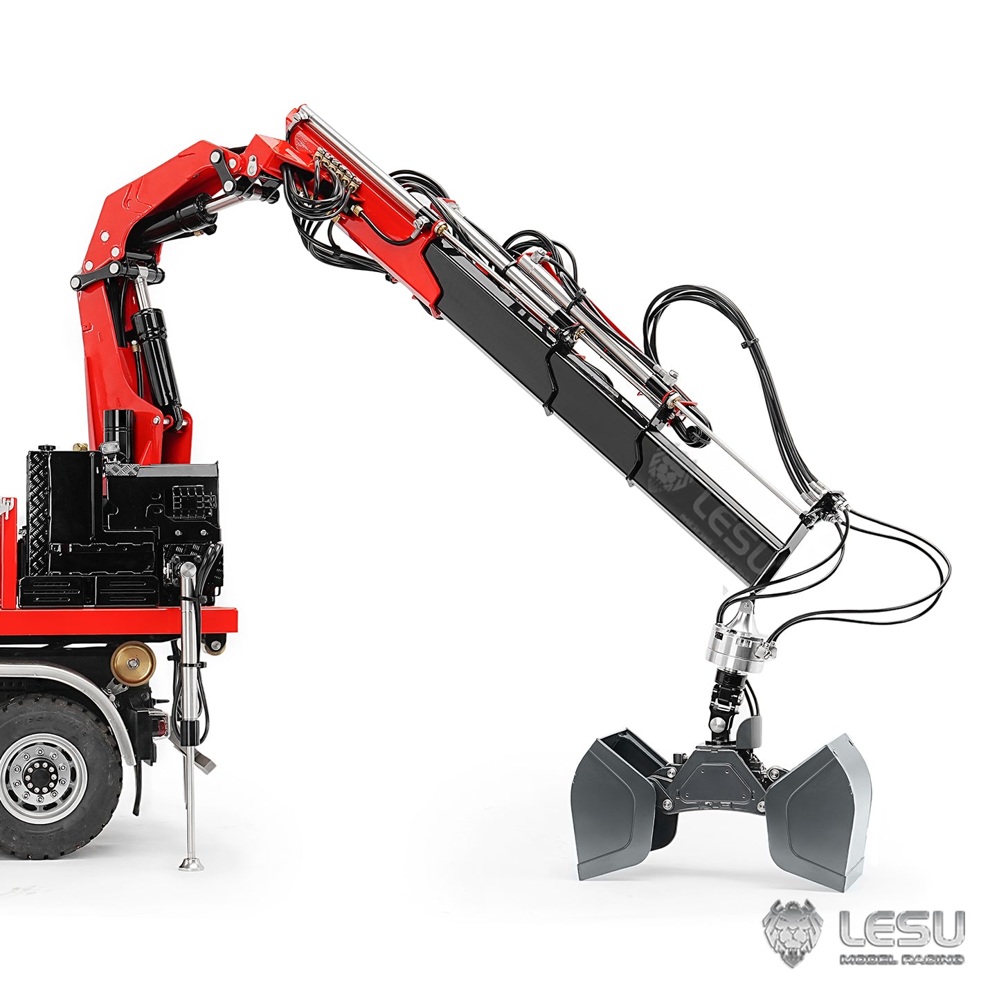 LESU 1/14 Truck Remote Control Model Metal Hydraulic Roll-on/Roll-off Truck Crane Full Unloading LS-A0062 Clamshell Grab