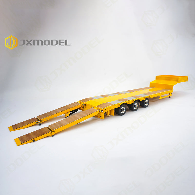 JXMODEL 1/14 Tamiya tractor truck dedicated 3-axle low bed tailboard semi-trailer model decorative cylinder metal wood board