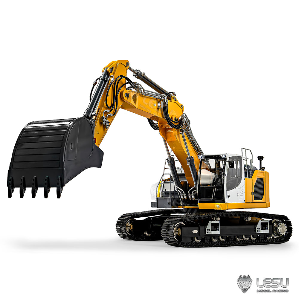 LESU 1/14 Engineering Remote Control Hydraulic Model Toy CNC 7-way Directional Valve Excavator Yellow Aoue-945 Three-section Arm