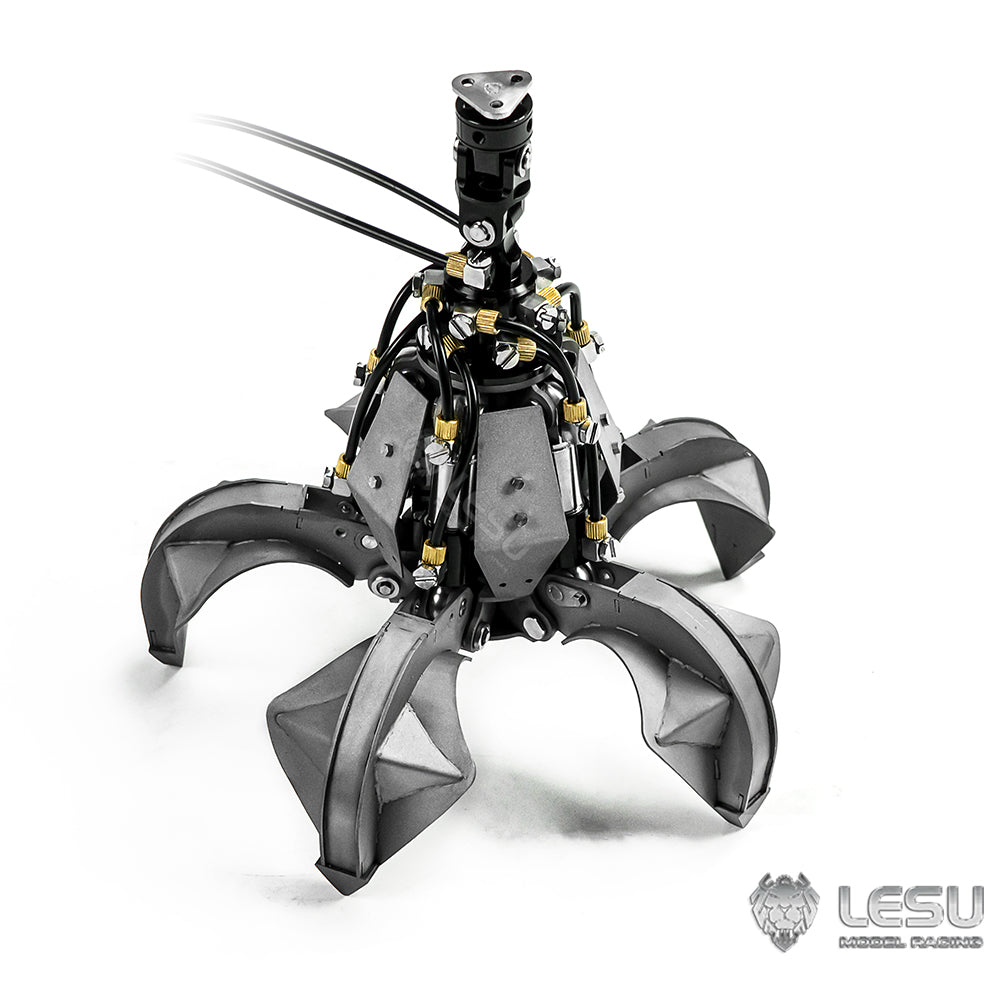LESU 1/14 construction machinery remote control truck with crane model toy modification and upgrade hydraulic metal grab attachment