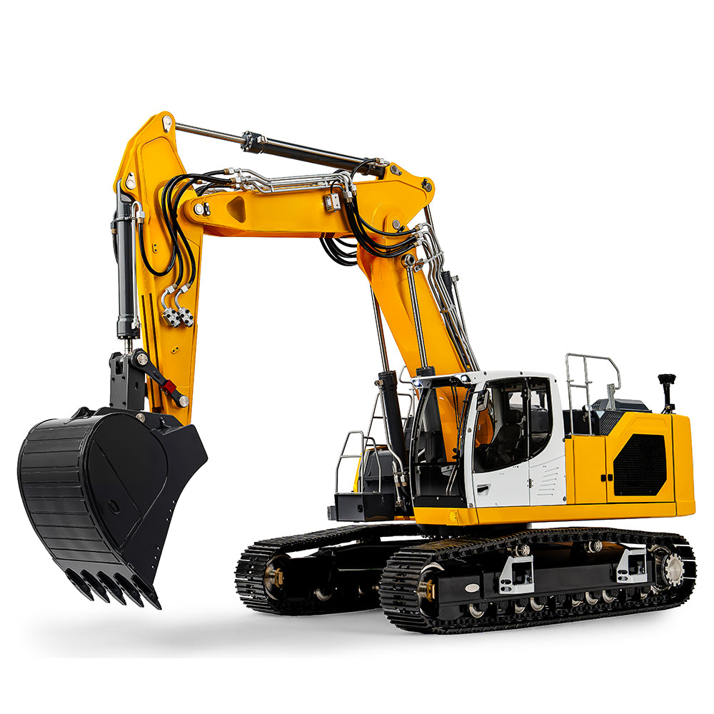 LESU 1/14 Engineering Remote Control Hydraulic Model Toy CNC 7-way Directional Valve Excavator Yellow Aoue-945 Three-section Arm