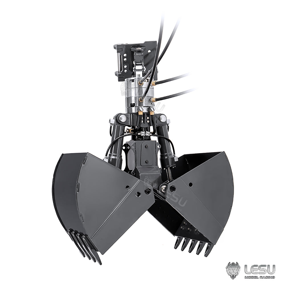LESU 1/14 Metal Hydraulic Model Excavator Toy Quick Change Hydraulic Attachment Shell Bucket Double Petal Bucket AT-C0040