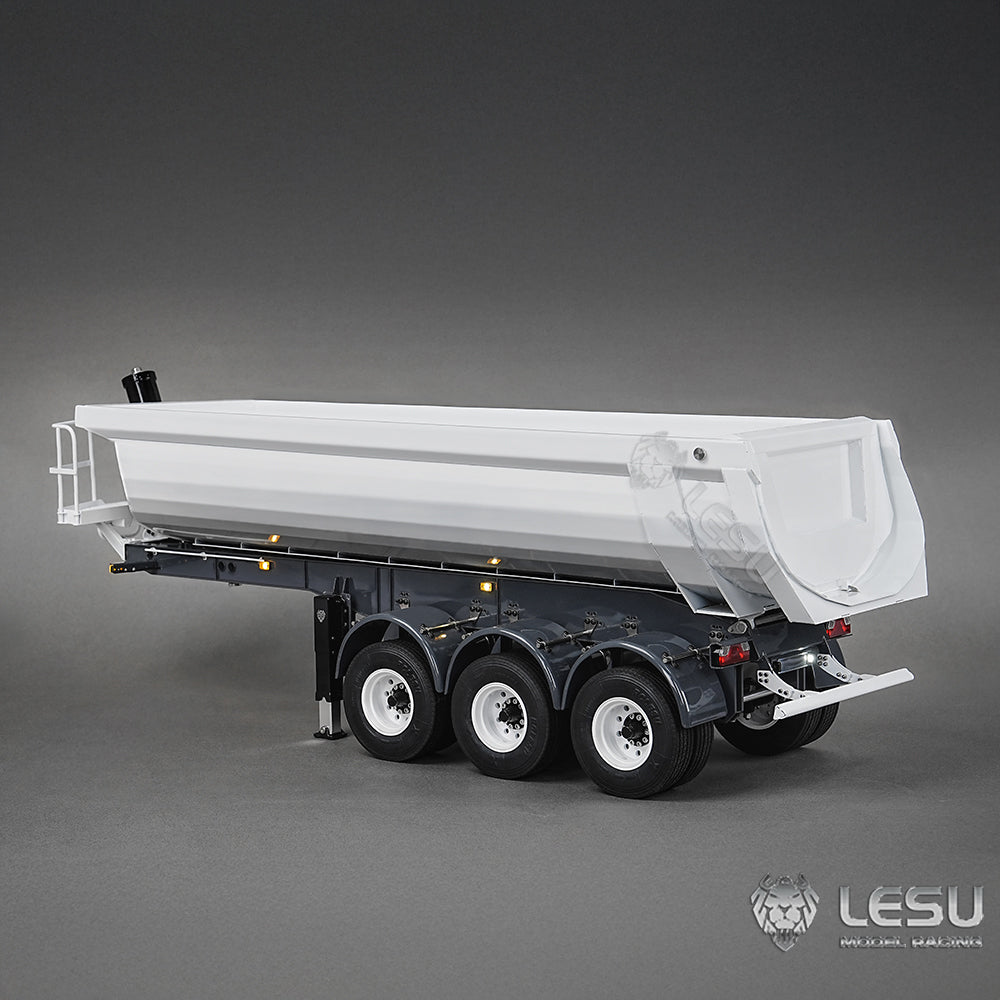 LESU 1/14 Simulation Tamiya Truck Model Hydraulic Lifting Three-Axis U-Bucket Metal Bucket Semi-Trailer Dump Truck