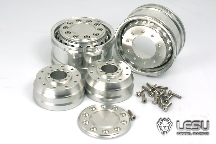 1/14 truck aluminum alloy wheel Tamiya tractor front wheel W-2042 wide tire 20 holes mud head model LESU