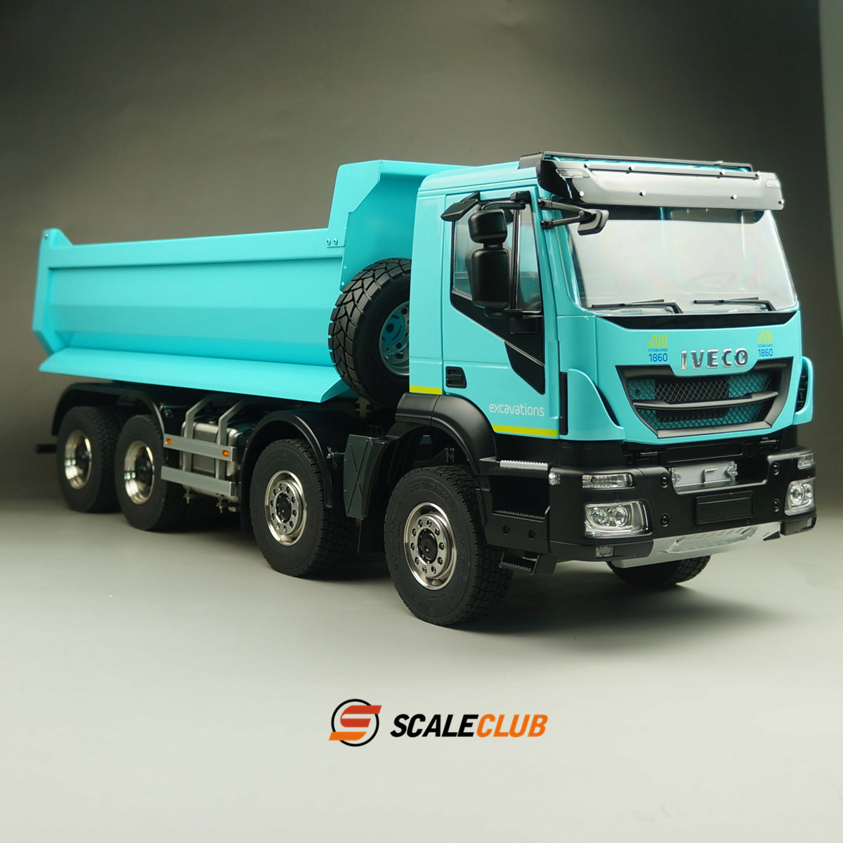 Scaleclub model 1/14 Iveco hydraulic dump truck 8X8 RTR with paint to play