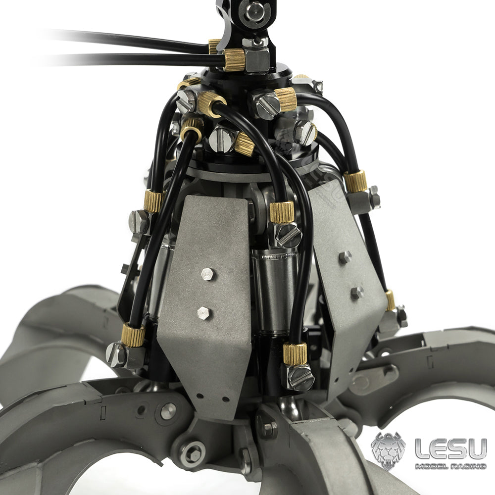 LESU 1/14 Truck Remote Control Model Toy Truck Crane Upgrade Parts Full Metal Hydraulic Rotating Claw Bucket